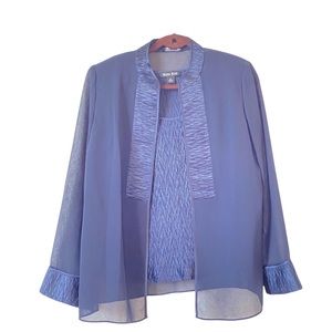 3 piece pant set, size 10, color navy blue, polyester material, like new.